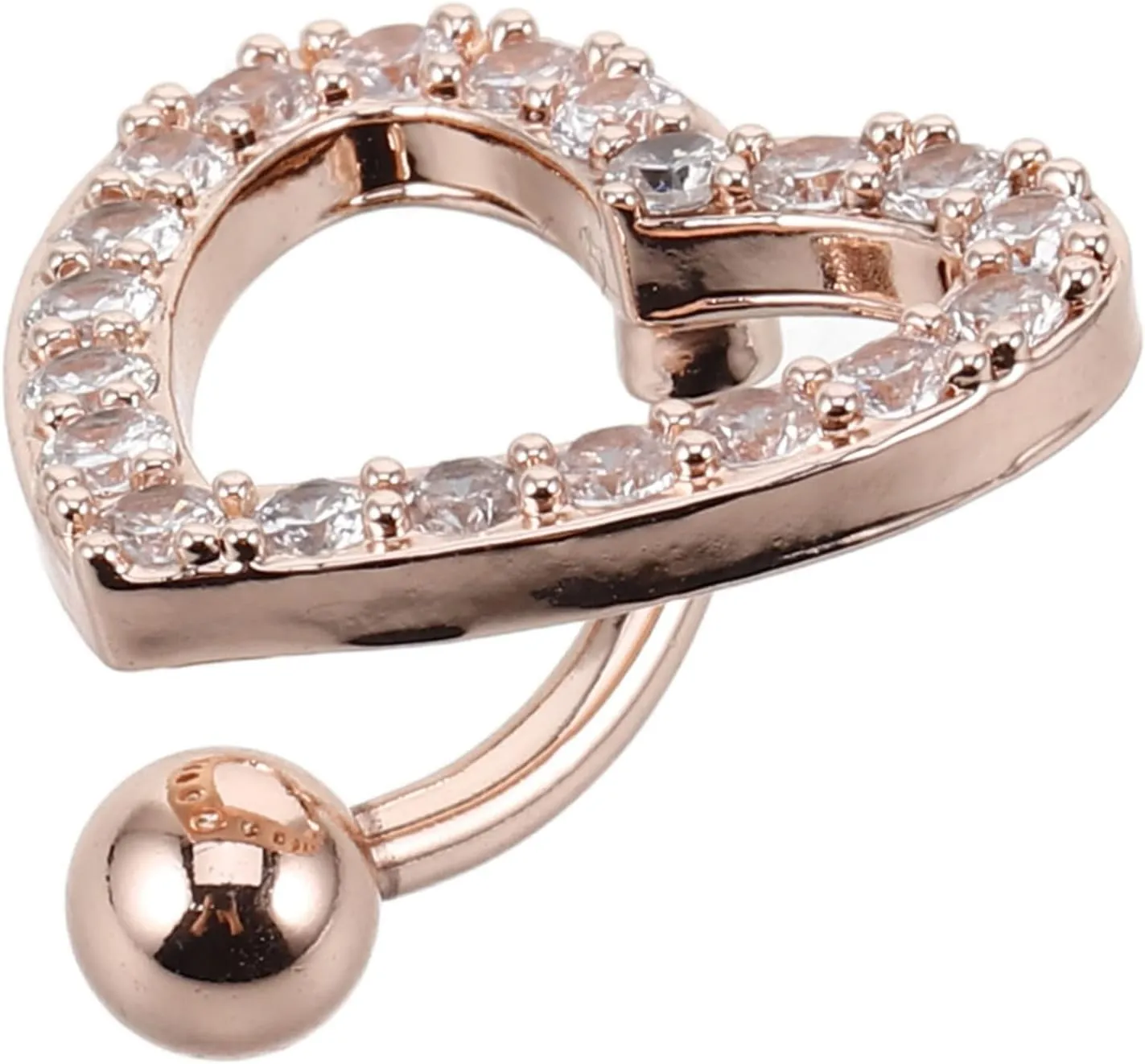 Heart Shaped Belly Button Rings Elegant Crystal Navel Jewelry Clip Design for Women Chic Fashion Accessory for Any Occasion