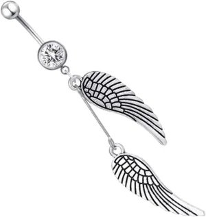 Homoyoyo Sleek Angel Wing Navel Ring Bellybutton Jewelry for Women Body Piercing Decor Non-deformable Design