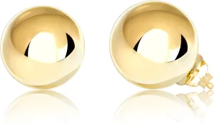 Honolulu Jewelry Company 14K Real Gold Polished Round Ball Stud Earrings, 2mm - 10mm