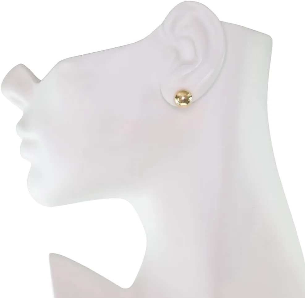 Honolulu Jewelry Company 14K Real Gold Polished Round Ball Stud Earrings, 2mm - 10mm