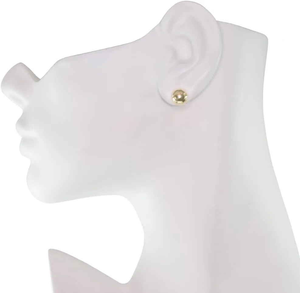 Honolulu Jewelry Company 14K Real Gold Polished Round Ball Stud Earrings, 2mm - 10mm