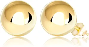 Honolulu Jewelry Company 14K Real Gold Polished Round Ball Stud Earrings, 2mm - 10mm