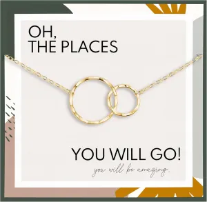 HOPE LOVE SHINE Graduation Necklace Gift  Oh, The Places Youll Go! Card with Gold Necklace, Daughter Birthday Gift Inspirational Jewelry for Women