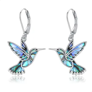 Hummingbird Earrings 925 Sterling Silver Bird Dangle Earrings Hummingbird Jewelry Gifts for Women Mom Hummingbirds Lovers