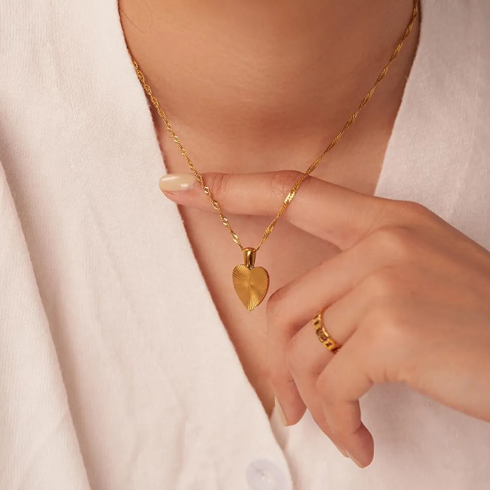 IBARA Women Gold Dianty Necklace Sun Crescent Moon Star Evil Eye Lock Lovely Heart Flower Butterfly Pearl Pendant Coin Necklaces 18K Gold CZ Diamond Filled Chain Boho Beach Simple Handmade Jewelry