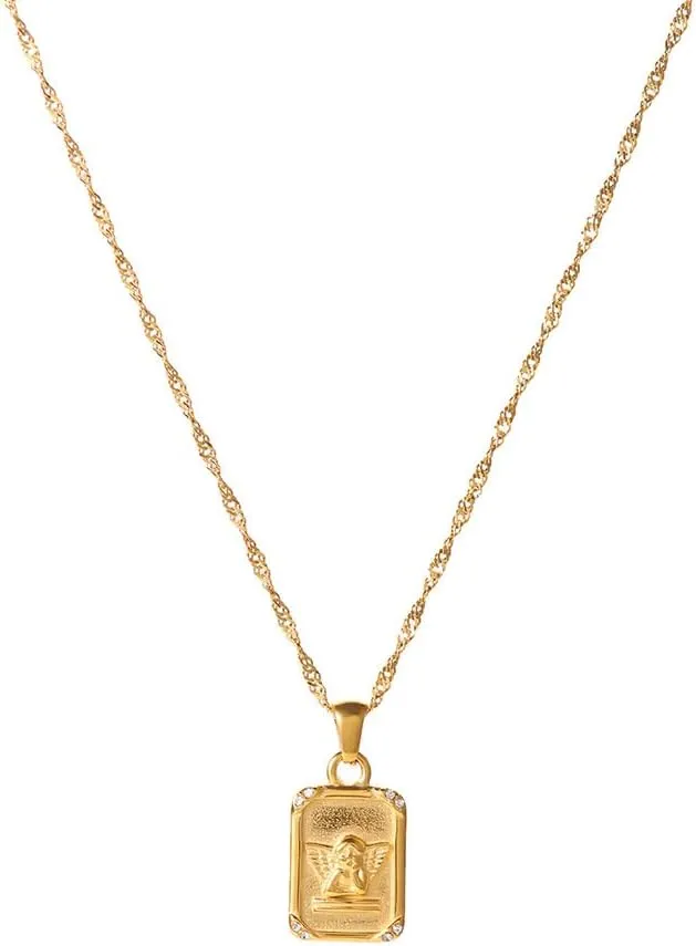 IBARA Women Gold Dianty Necklace Sun Crescent Moon Star Evil Eye Lock Lovely Heart Flower Butterfly Pearl Pendant Coin Necklaces 18K Gold CZ Diamond Filled Chain Boho Beach Simple Handmade Jewelry