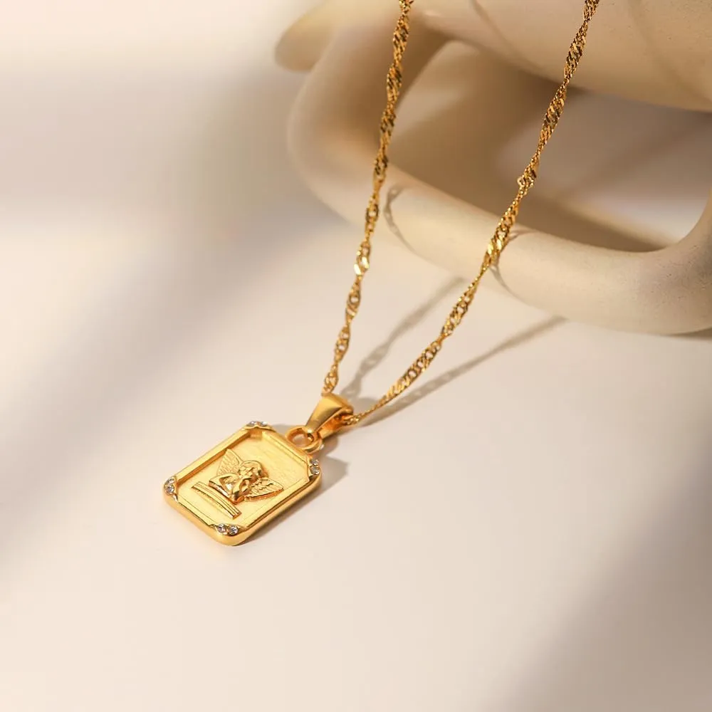 IBARA Women Gold Dianty Necklace Sun Crescent Moon Star Evil Eye Lock Lovely Heart Flower Butterfly Pearl Pendant Coin Necklaces 18K Gold CZ Diamond Filled Chain Boho Beach Simple Handmade Jewelry