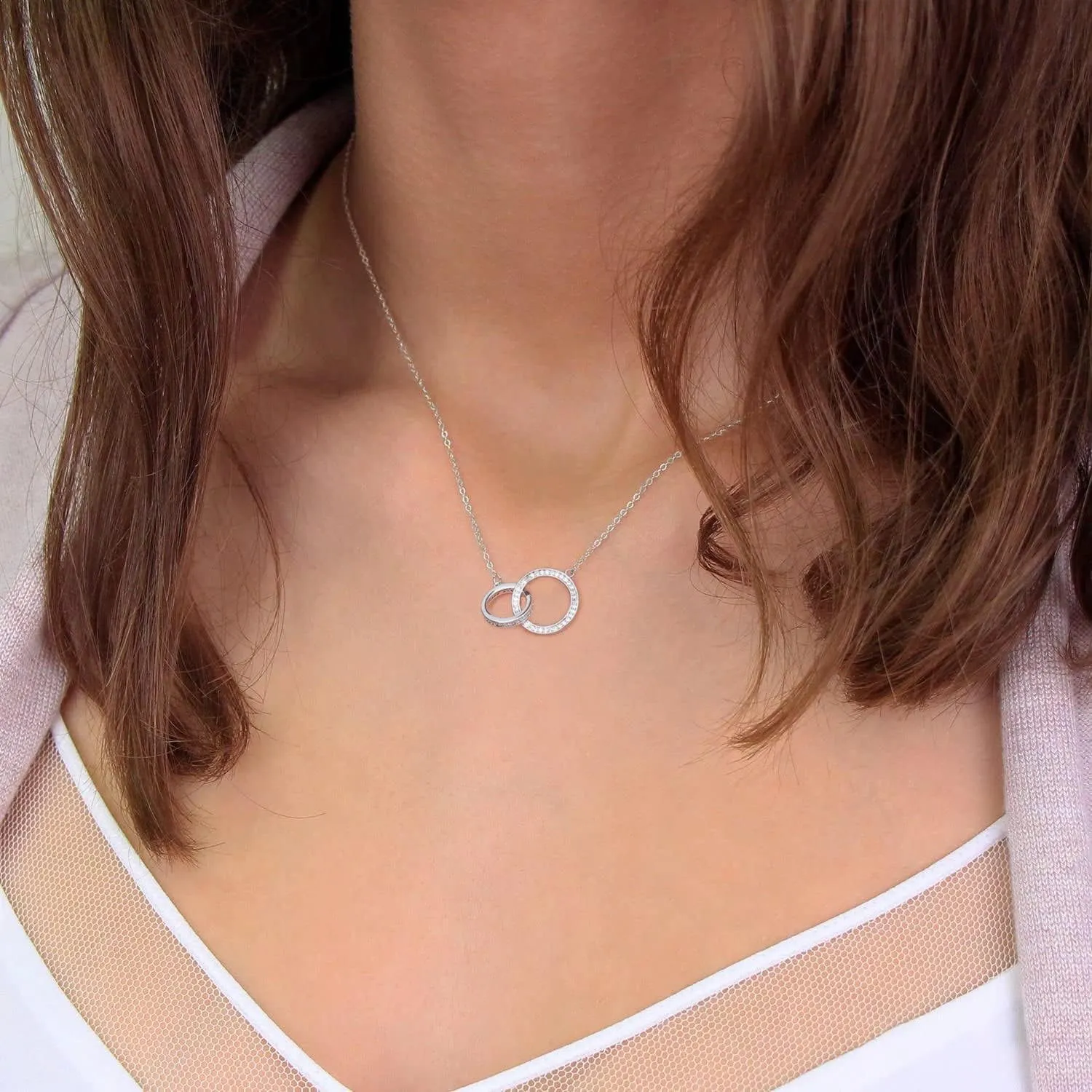 IEFLIFE 2 Circles Necklace - Perfect for Grandma, Aunt, Teacher, Stepmom, Sister, Nana, Friendship Gifts