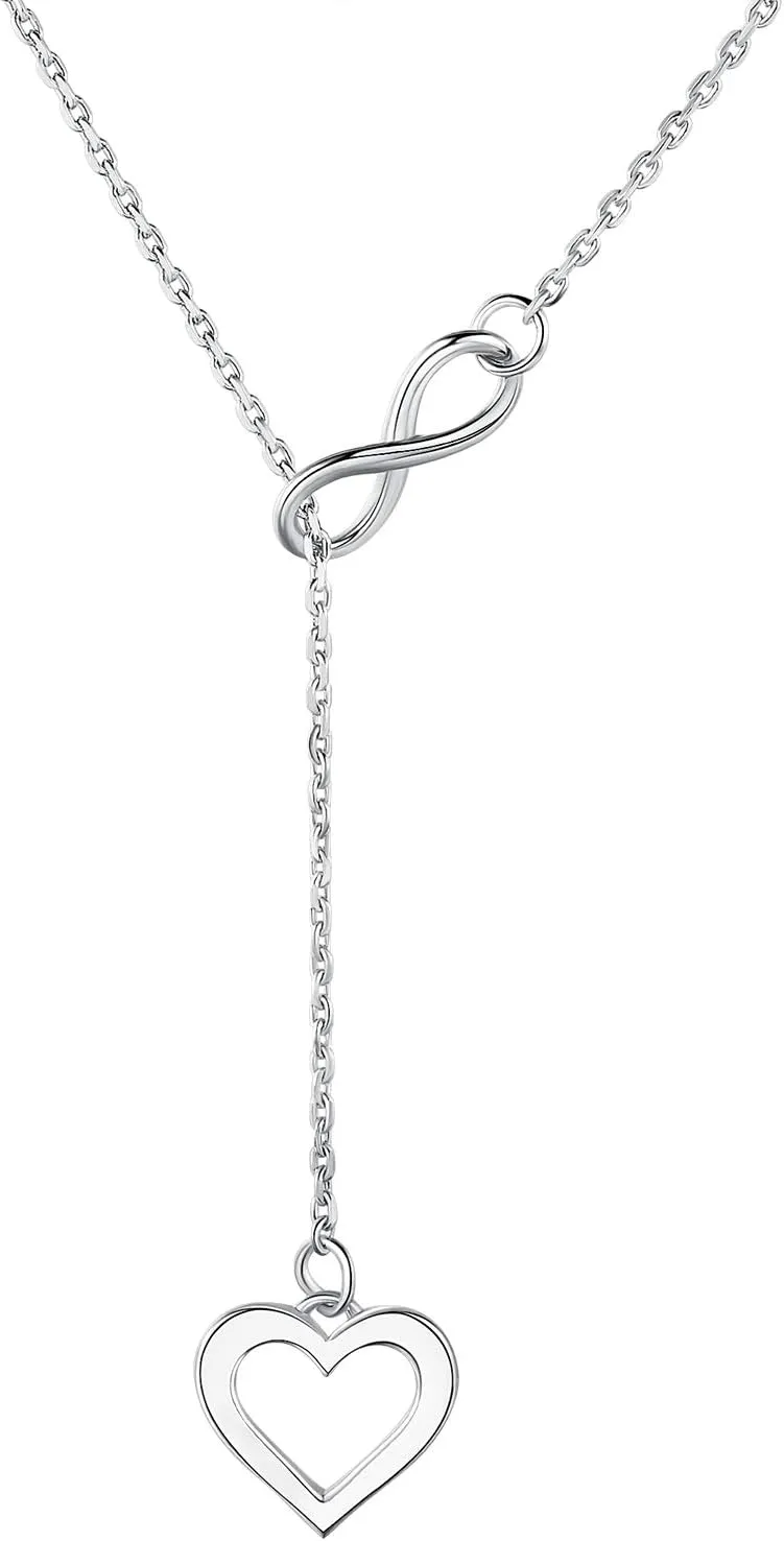 Infinite Heart Necklace - 925 Sterling Silver Heart Necklaces for Women Gifts for Wife Women on Birthday Womens Jewelry Necklace