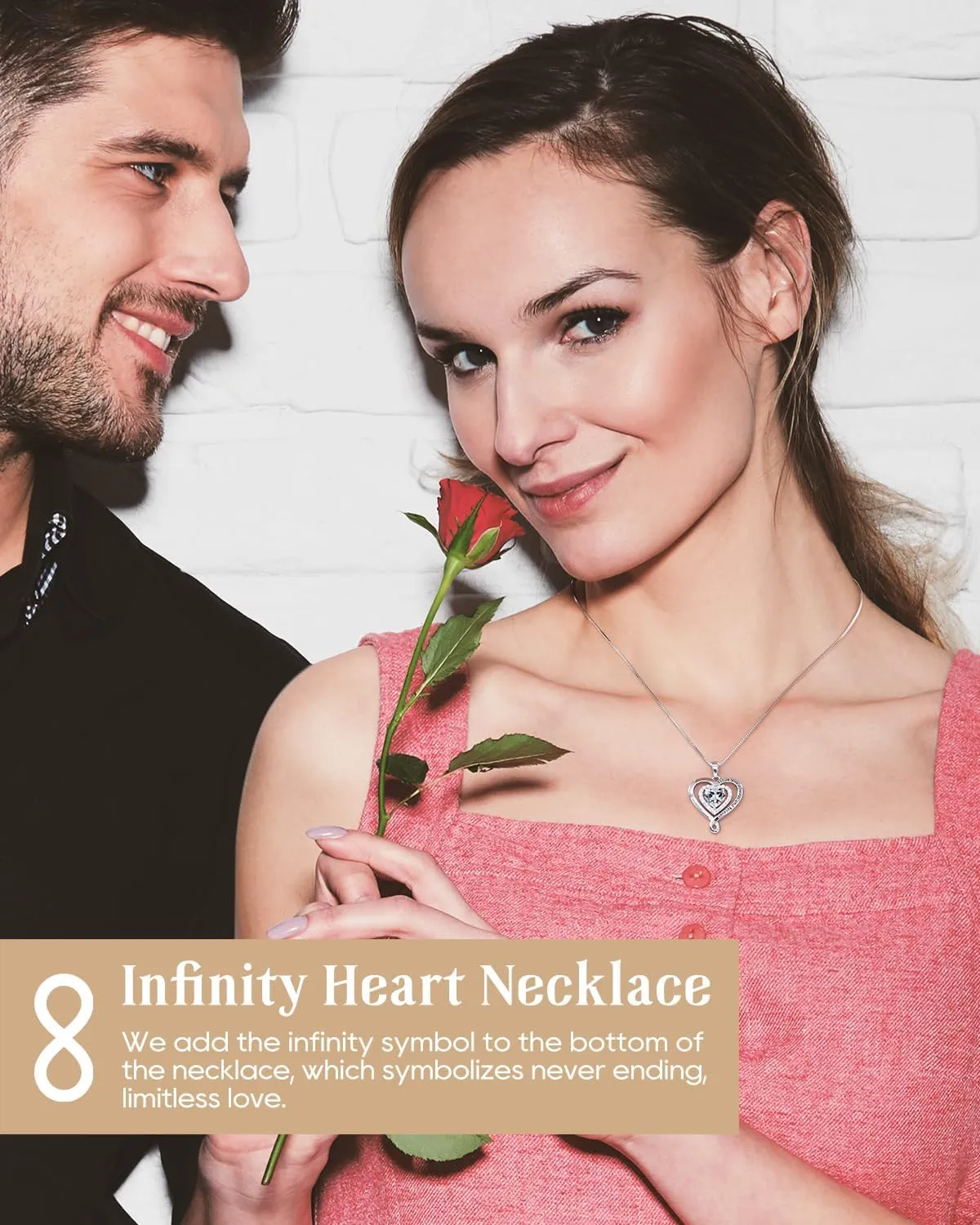 Infinity Heart Necklaces for Women | 925 Sterling Silver Diamond Jewelry for Wife Anniversary | Birthday Gifts for Her | Valentines Day Love Birthstone Pendant | Gifts for Mom on Mothers Day Christmas