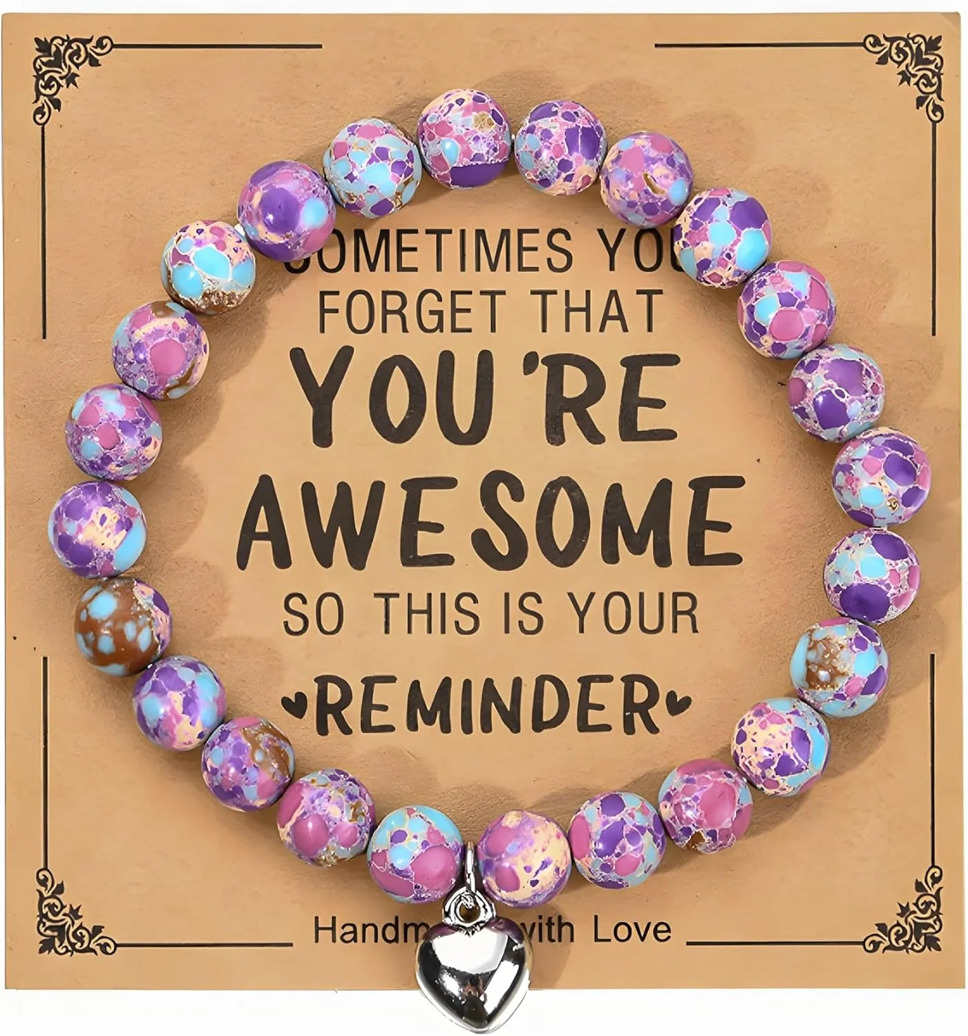 Inspirational Bracelets Birthday Gifts for Women Teen Girls Friendship Christmas Chakra Congratulations Friendship You're Awesome Small Gifts Beaded Mom Stretch Bracelets