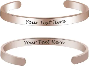 Inspirational Cuff Bracelet Custom Rose Gold Bracelets Bangle Gifts for Women Personalized Mantra Cuff Friendship Jewelry