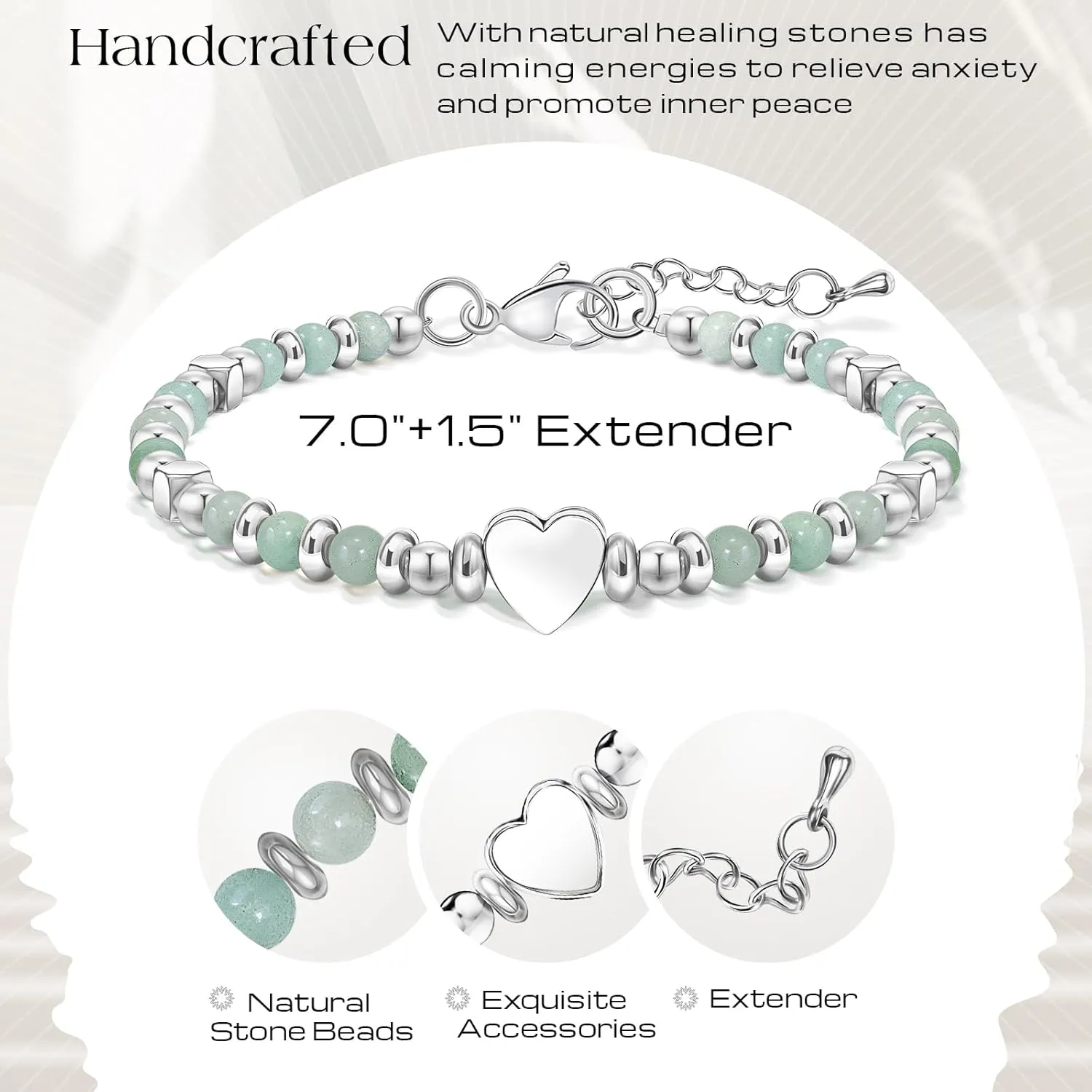 Inspirational Gifts Bracelets for Women Healing Natural Stone Beaded Bracelets - Friendship Encouragement Gifts for Women, Friends, Sister, Bestie, BFF, Mom, Daughter, Coworkers