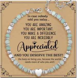 Inspirational Gifts Bracelets for Women Healing Natural Stone Beaded Bracelets - Friendship Encouragement Gifts for Women, Friends, Sister, Bestie, BFF, Mom, Daughter, Coworkers