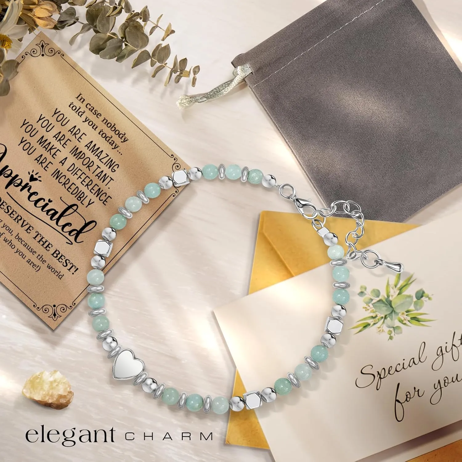Inspirational Gifts Bracelets for Women Healing Natural Stone Beaded Bracelets - Friendship Encouragement Gifts for Women, Friends, Sister, Bestie, BFF, Mom, Daughter, Coworkers