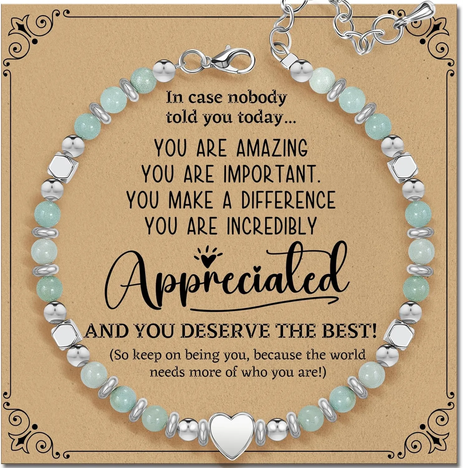 Inspirational Gifts Bracelets for Women Healing Natural Stone Beaded Bracelets - Friendship Encouragement Gifts for Women, Friends, Sister, Bestie, BFF, Mom, Daughter, Coworkers
