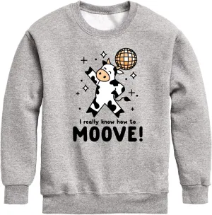 Instant Message - Watch Me Moove Disco Cow - Toddler & Youth Crewneck Fleece Sweatshirt