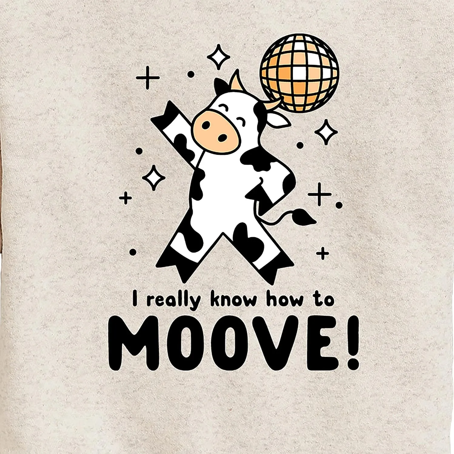 Instant Message - Watch Me Moove Disco Cow - Toddler & Youth Crewneck Fleece Sweatshirt