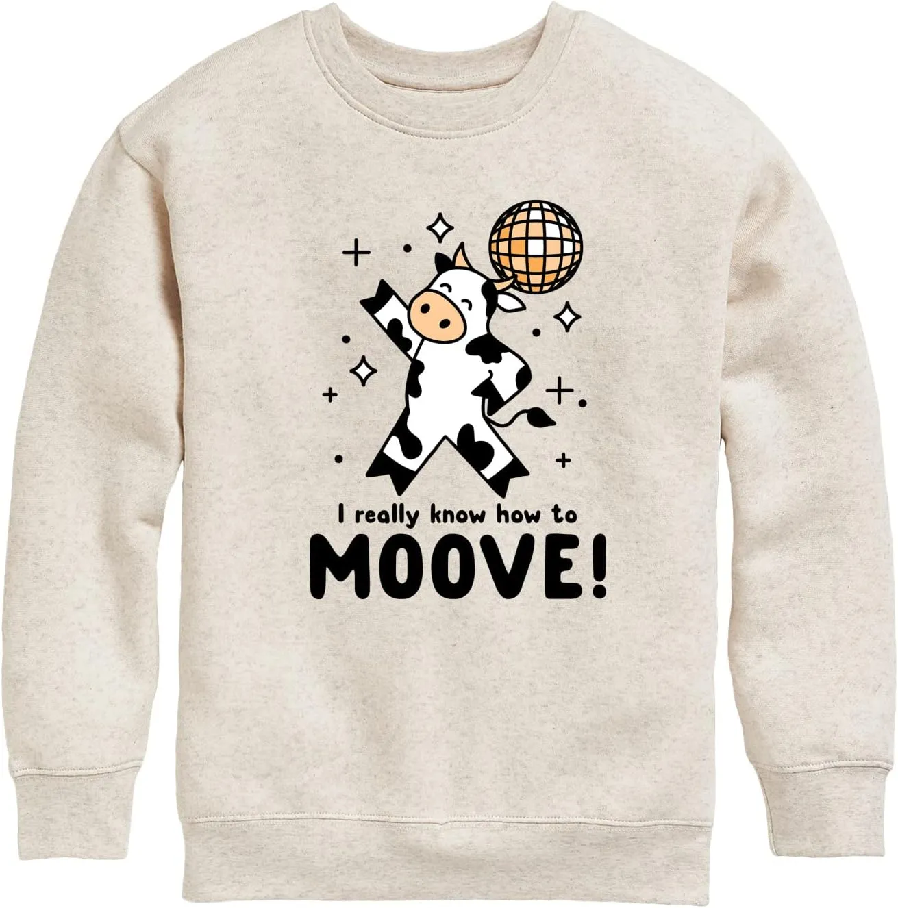 Instant Message - Watch Me Moove Disco Cow - Toddler & Youth Crewneck Fleece Sweatshirt