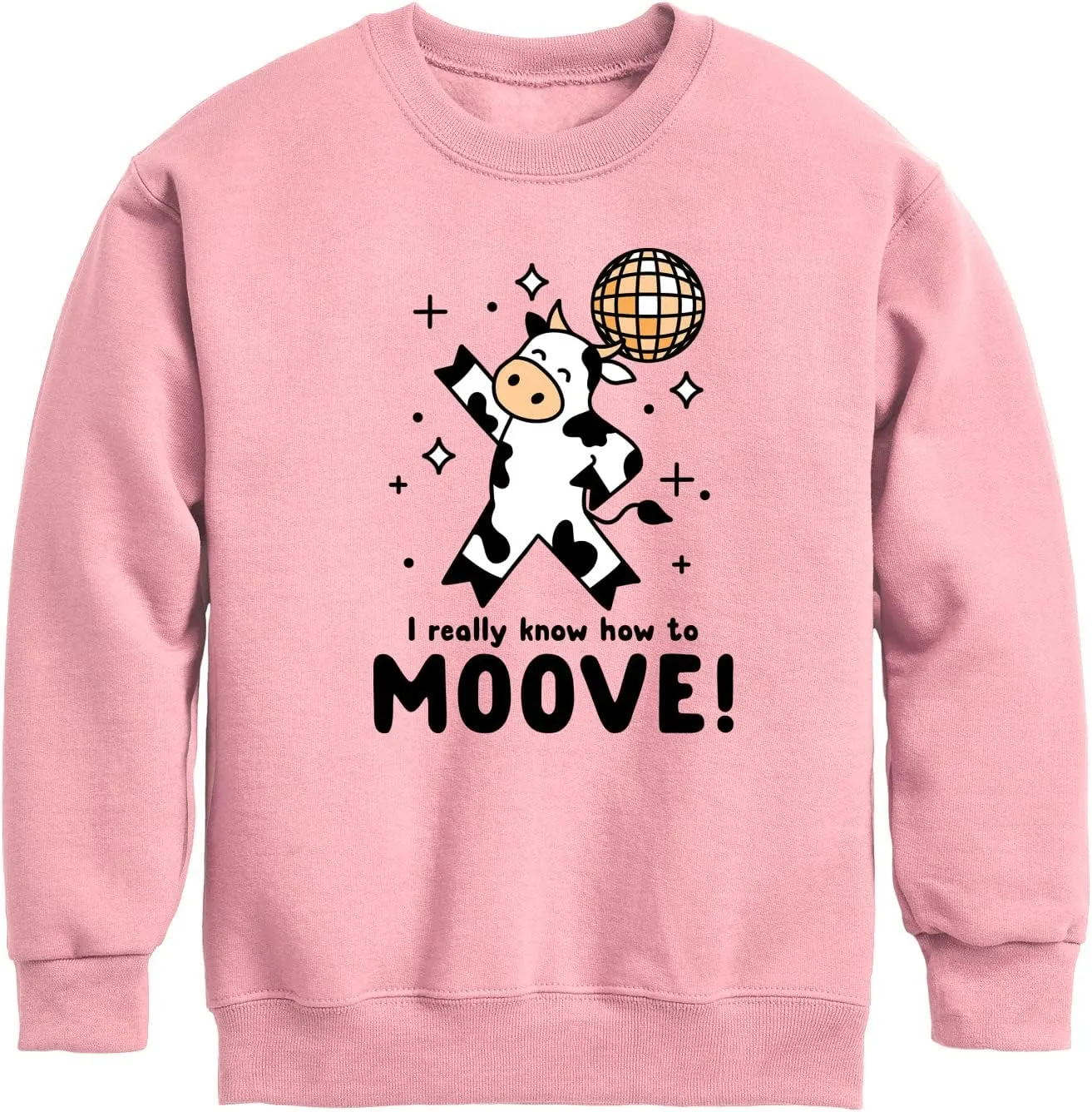 Instant Message - Watch Me Moove Disco Cow - Toddler & Youth Crewneck Fleece Sweatshirt