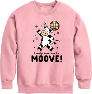 Instant Message - Watch Me Moove Disco Cow - Toddler & Youth Crewneck Fleece Sweatshirt
