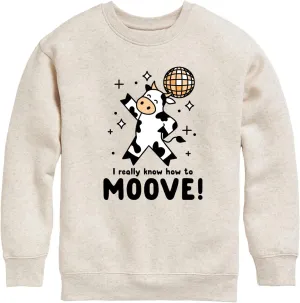 Instant Message - Watch Me Moove Disco Cow - Toddler & Youth Crewneck Fleece Sweatshirt