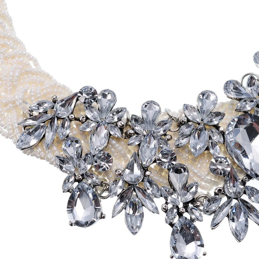 Jerollin Simulated Pearl Body Statement Necklace for Women, Fashion Collar Bib Necklaces Fashion Costume Jewelry Necklace