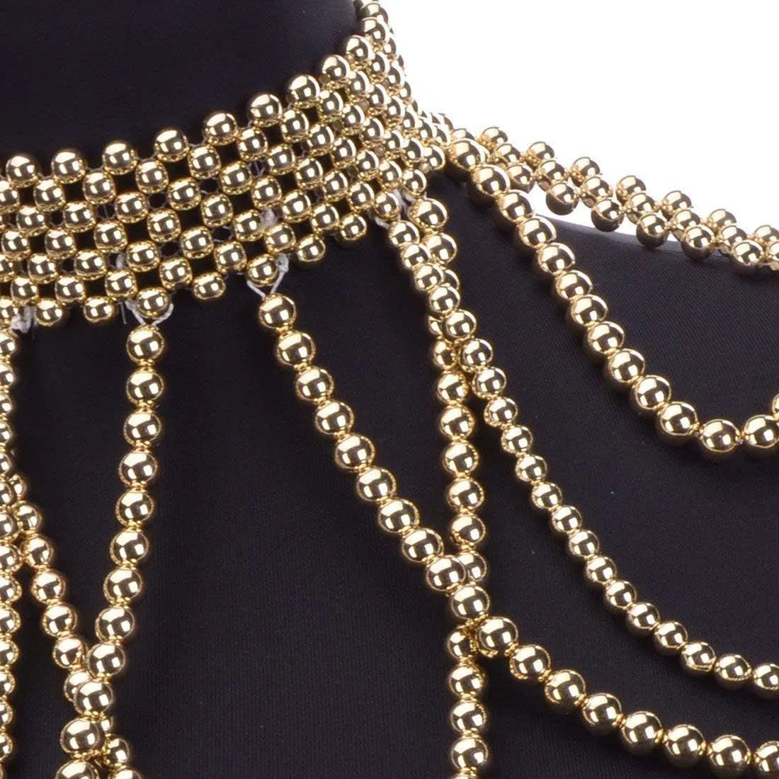 Jerollin Simulated Pearl Body Statement Necklace for Women, Fashion Collar Bib Necklaces Fashion Costume Jewelry