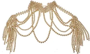 Jerollin Simulated Pearl Body Statement Necklace for Women, Fashion Collar Bib Necklaces Fashion Costume Jewelry