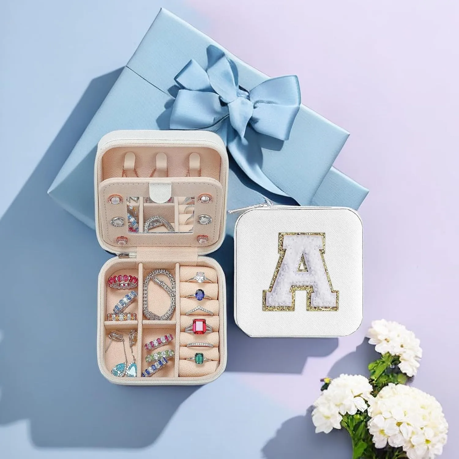 Jewelry Box Gifts for Women Travel Jewelry Case Earrings Necklace Ring Holder Jewelry Organizer Girls Mom Gift