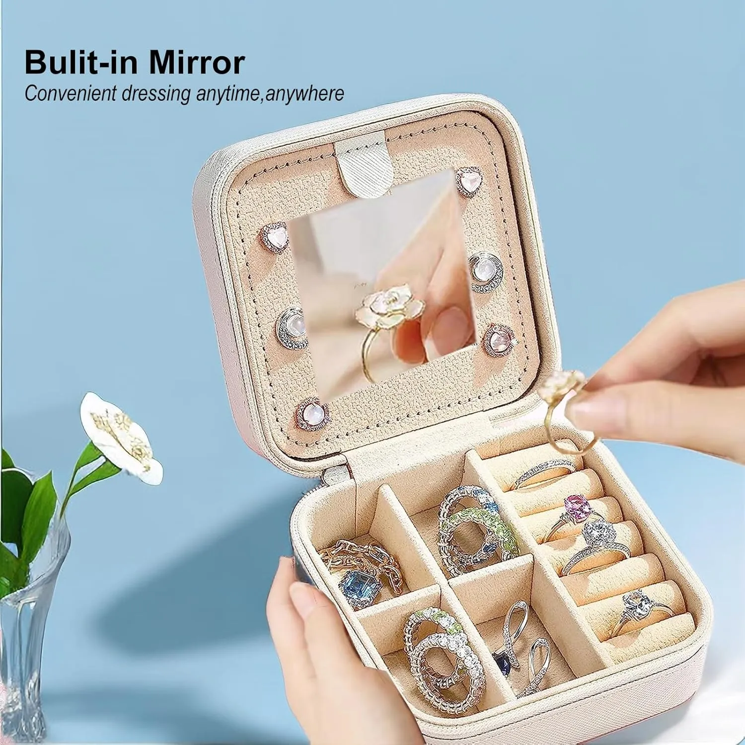 Jewelry Box Gifts for Women Travel Jewelry Case Earrings Necklace Ring Holder Jewelry Organizer Girls Mom Gift