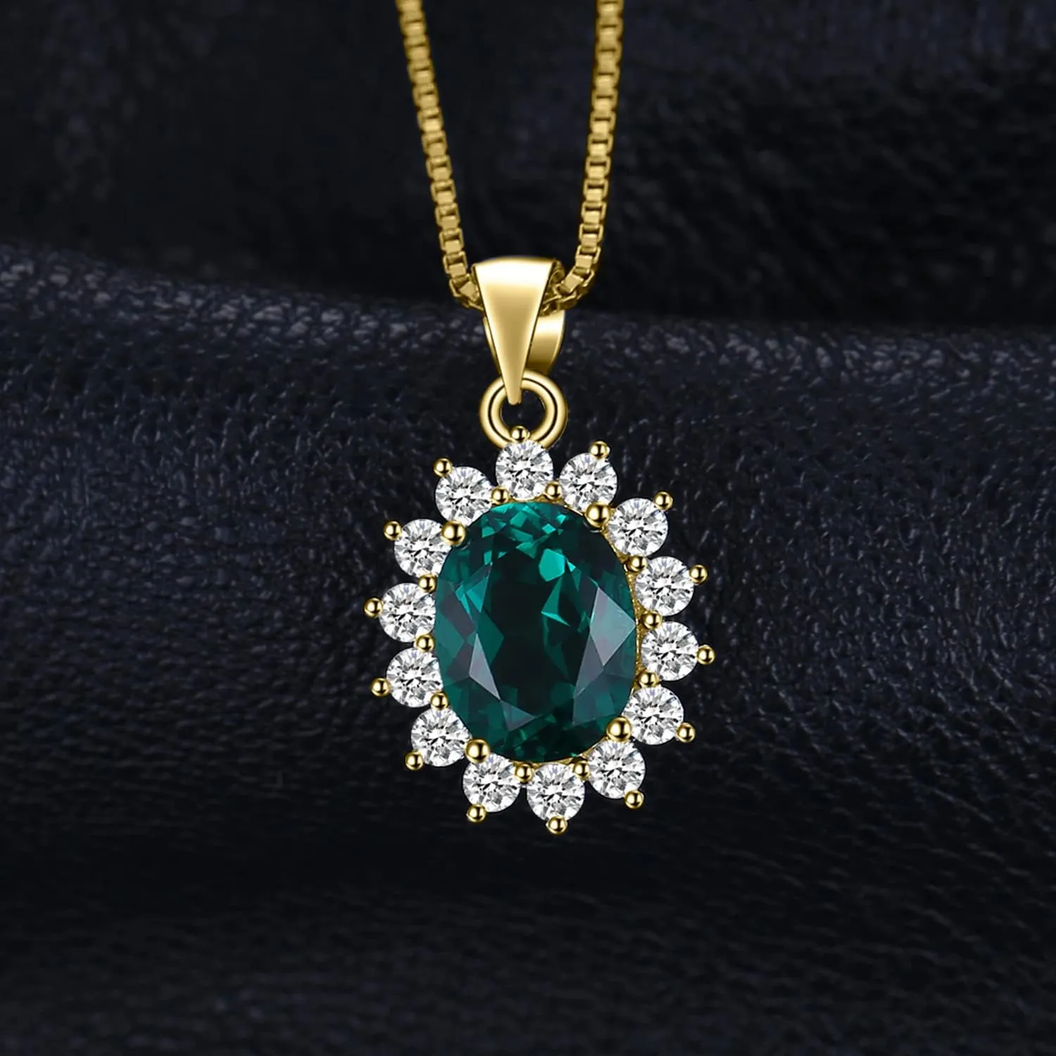 JewelryPalace Princess Diana Kate Middleton Natural Amethyst Citrine Garnet Peridot Topaz Created Ruby Sapphire Simulated Emerald Pendant Necklace for Women, 925 Sterling Silver Gemstone Jewelry Set