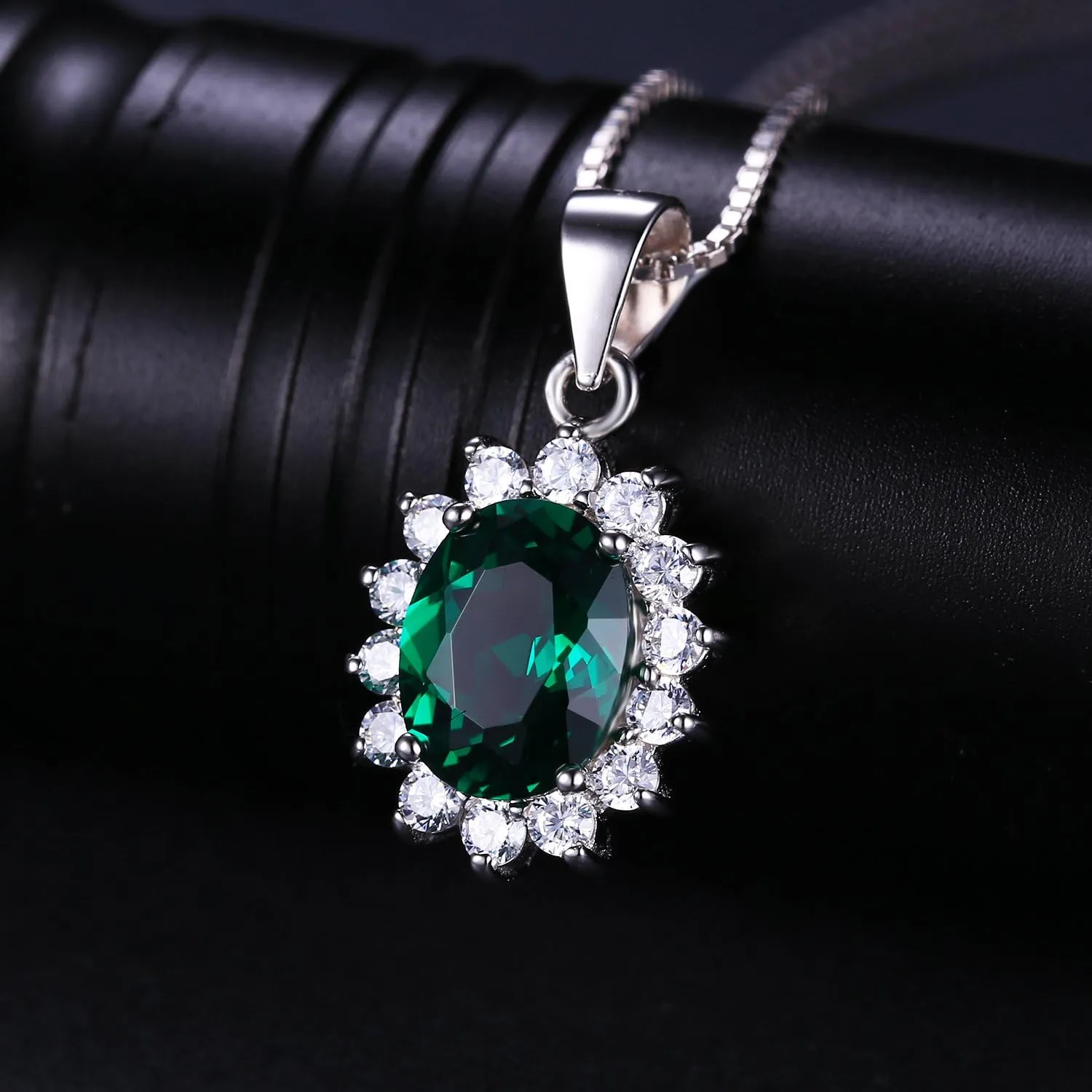 JewelryPalace Princess Diana Kate Middleton Natural Amethyst Citrine Garnet Peridot Topaz Created Ruby Sapphire Simulated Emerald Pendant Necklace for Women, 925 Sterling Silver Gemstone Jewelry Set