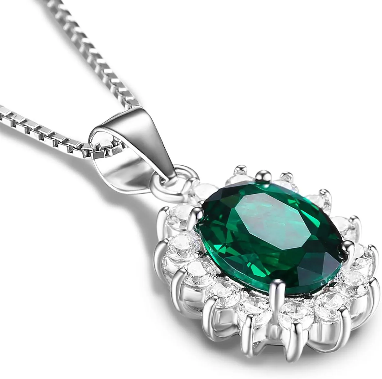 JewelryPalace Princess Diana Kate Middleton Natural Amethyst Citrine Garnet Peridot Topaz Created Ruby Sapphire Simulated Emerald Pendant Necklace for Women, 925 Sterling Silver Gemstone Jewelry Set