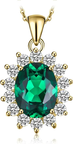 JewelryPalace Princess Diana Kate Middleton Natural Amethyst Citrine Garnet Peridot Topaz Created Ruby Sapphire Simulated Emerald Pendant Necklace for Women, 925 Sterling Silver Gemstone Jewelry Set