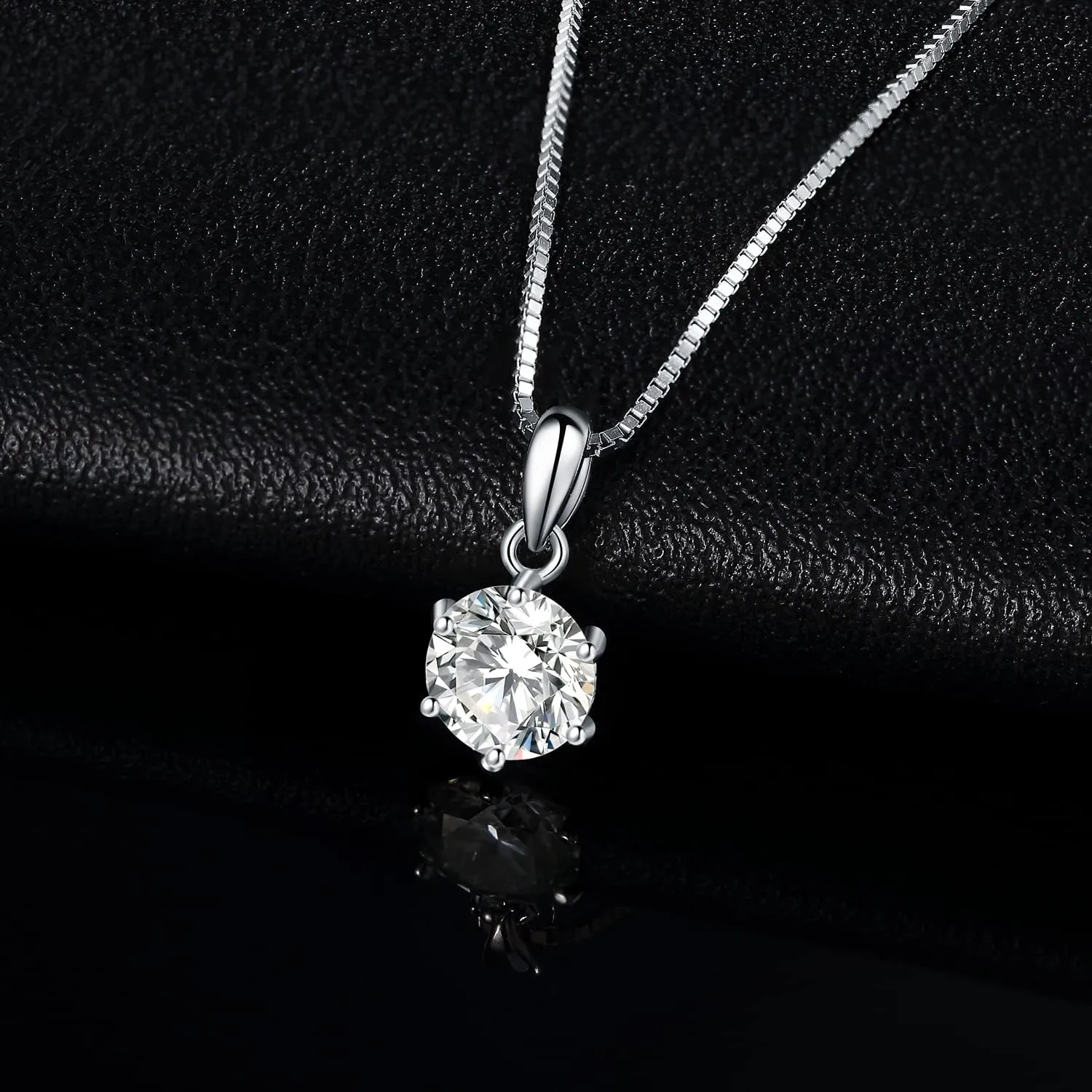 JewelryPalace Round 1ct 2ct 3ct Moissanite Solitaire Pendant Necklace for Women, Classic Simulated Diamond 925 Sterling Silver 14k White Gold Plated Necklaces for Her VVS D-F, 18 Inch Box chain