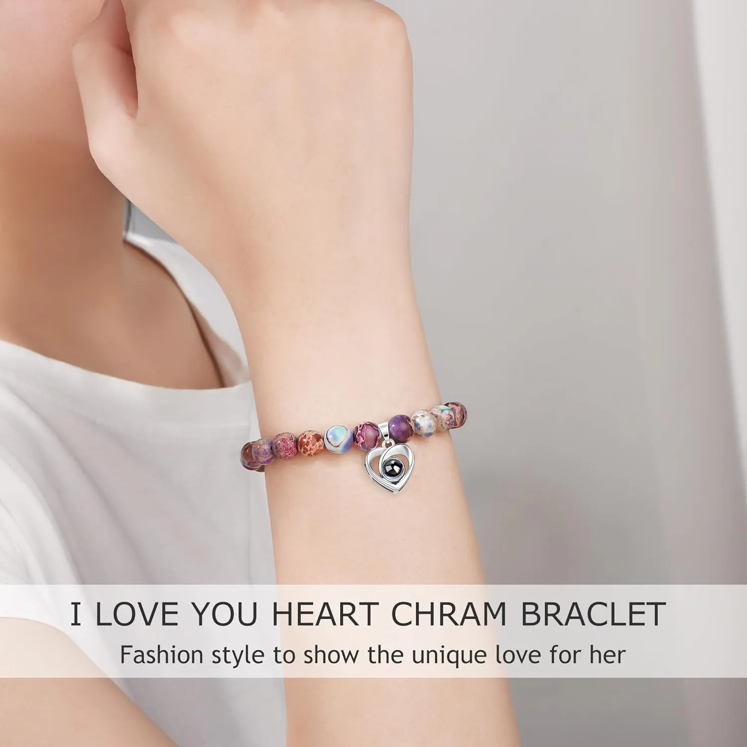 JoycuFF 100 Languages I Love You Bracelet Unique Gifts for Daughter Granddaughter Sister Niece Girlfriend Meaningful Beads Chirstmas Anniversary Birthday Women Jewelry