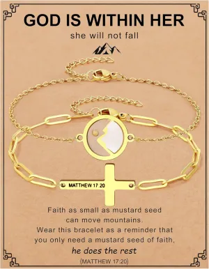 JoycuFF Christian Gifts for Women Mustard Seed Bracelets Christian Bracelets Baptism Confirmation First Communion Gifts Religious Jewelry for Women