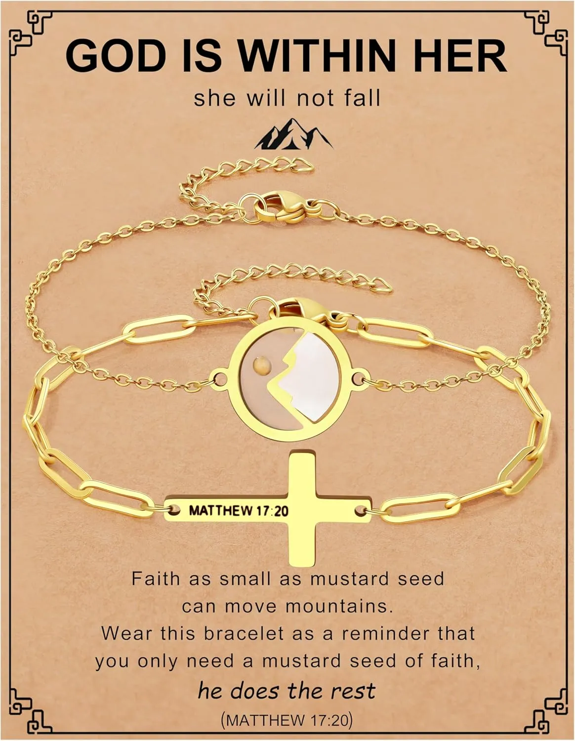 JoycuFF Christian Gifts for Women Mustard Seed Bracelets Christian Bracelets Baptism Confirmation First Communion Gifts Religious Jewelry for Women
