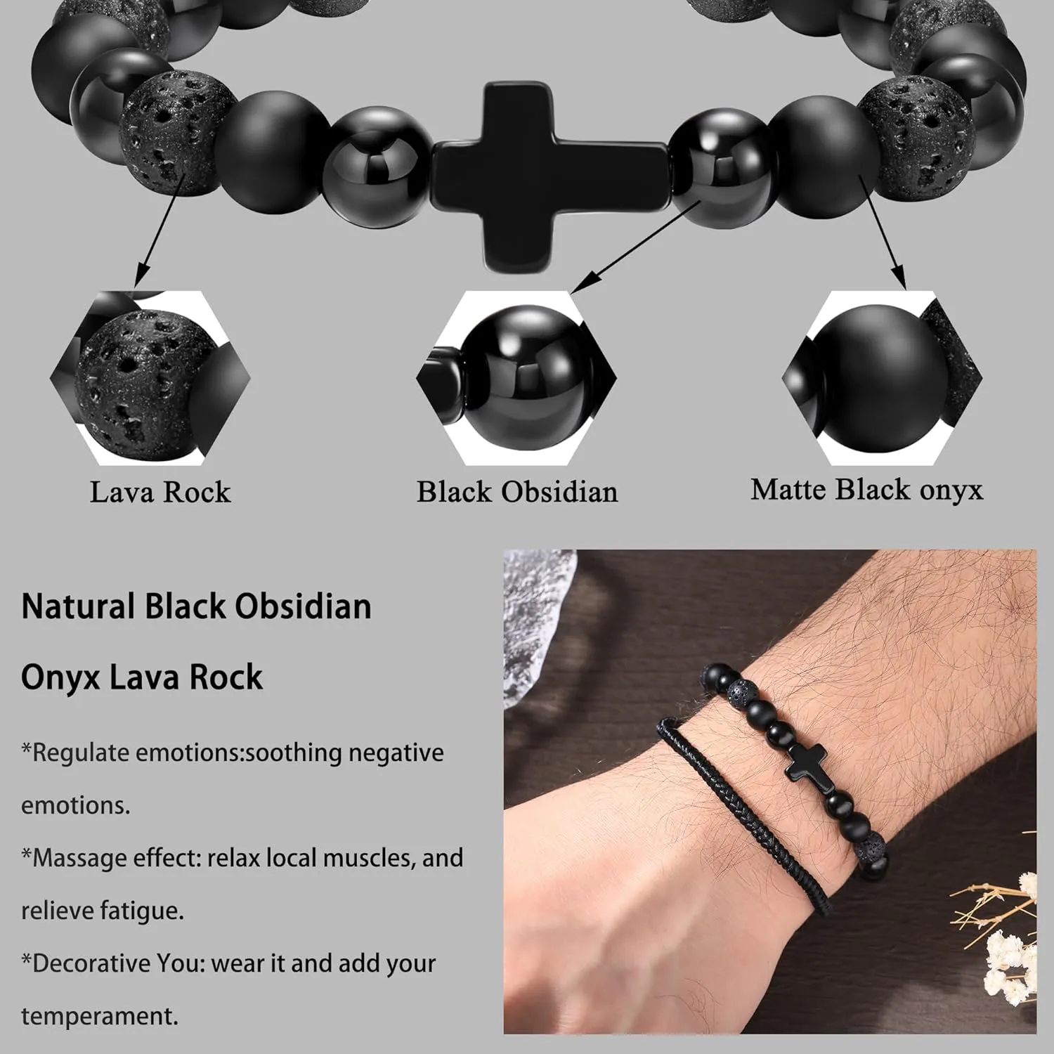 JSJOY Cross Bracelet for Son from Mom Dad Inspirational Cross Bracelets Christian Graduation Gifts for Him Power Balance Bracelets Religion Bracelet Easter Gifts