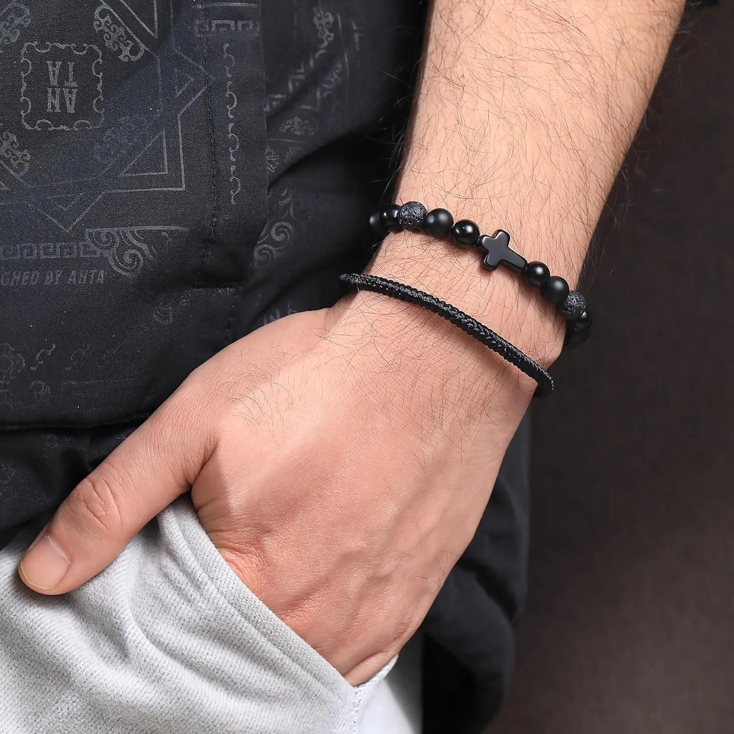 JSJOY Cross Bracelet for Son from Mom Dad Inspirational Cross Bracelets Christian Graduation Gifts for Him Power Balance Bracelets Religion Bracelet Easter Gifts