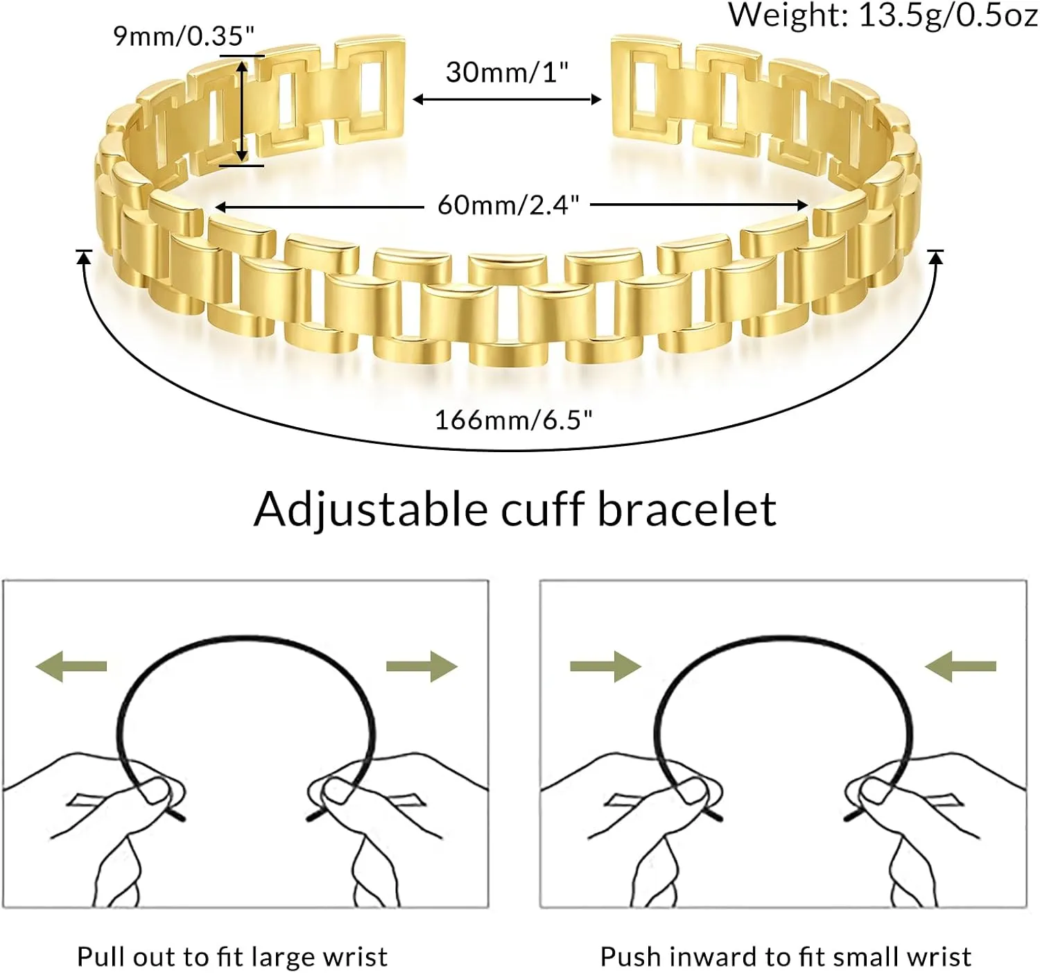 KELORIS PATH Gold Cuff Bracelets for Women, 14k Gold Plated Open Twisted Adjustable CZ Cuff Bangles Dainty Jewelry Gifts