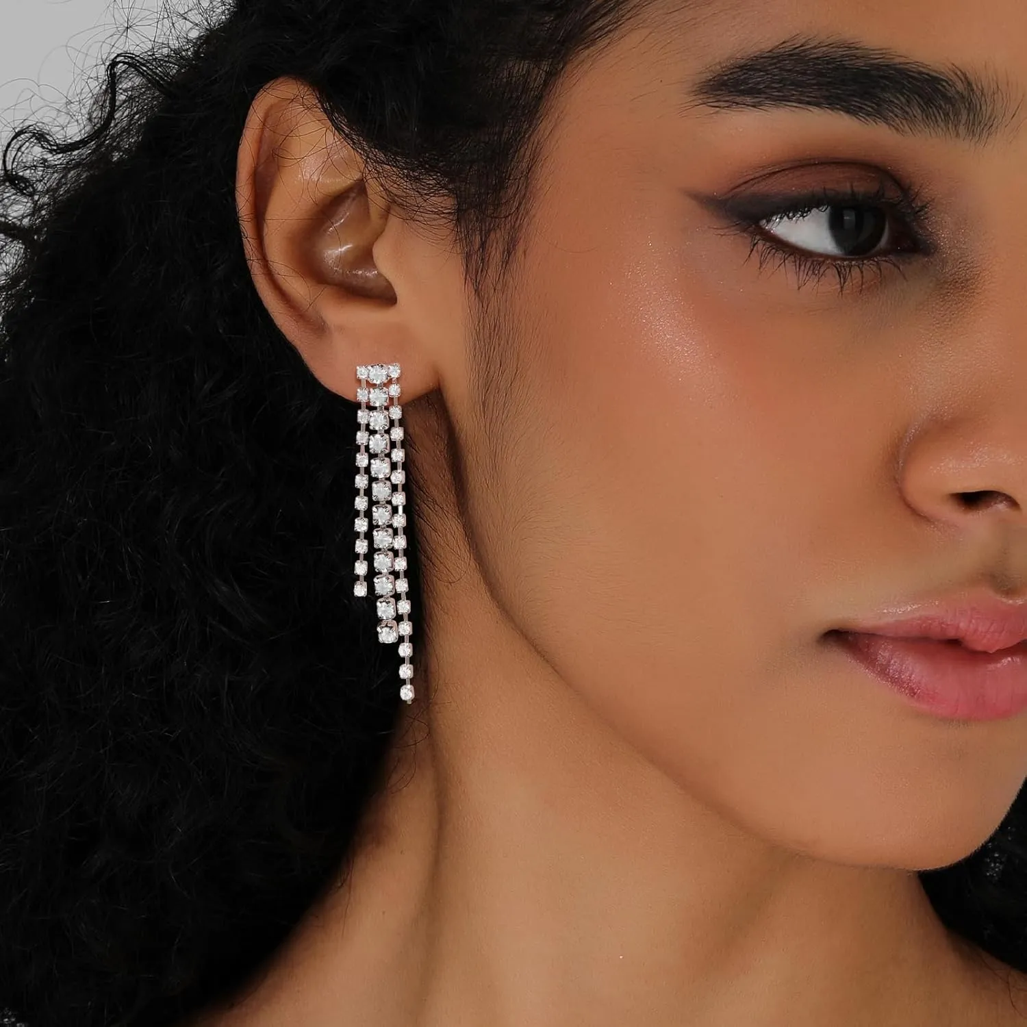 KesaPlan Rhinestone Jewelry Sets for Women, Choker Necklace, Bracelet, Dangle Earrings, Wedding Prom Dresses