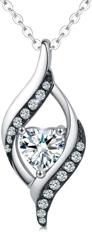 KiiKii Birthday Gifts for Women Birthstone Necklace Platinum Plated 925 Sterling Silver Forever Love Heart Pendant Meaningful Jewelry Gifts for Wife Mom