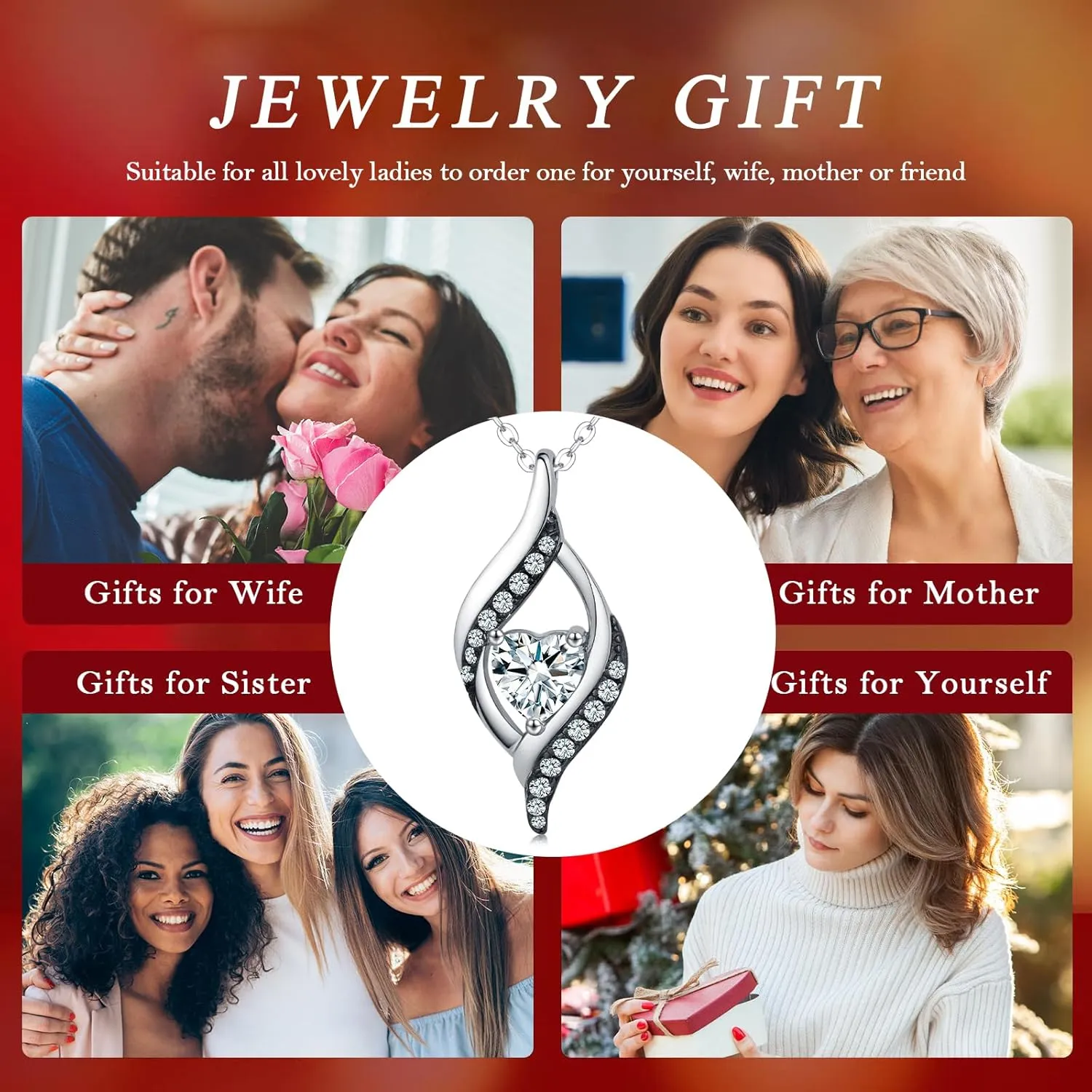 KiiKii Birthday Gifts for Women Birthstone Necklace Platinum Plated 925 Sterling Silver Forever Love Heart Pendant Meaningful Jewelry Gifts for Wife Mom