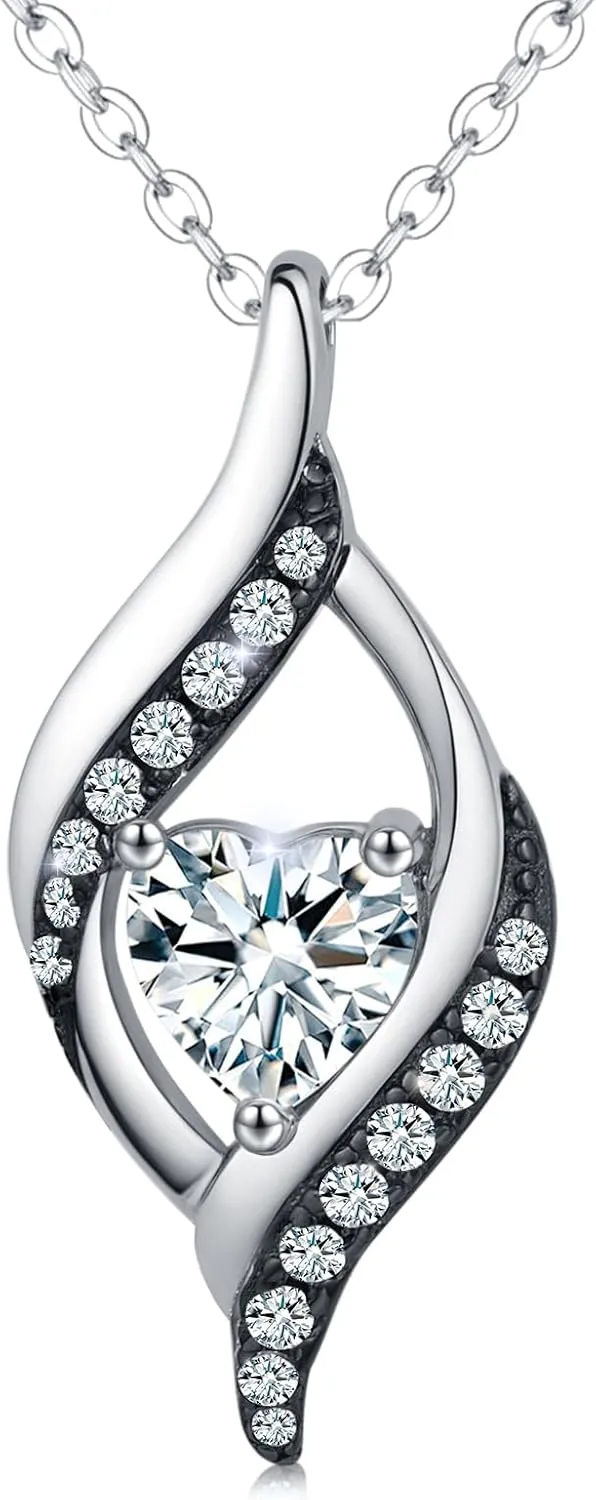 KiiKii Birthday Gifts for Women Birthstone Necklace Platinum Plated 925 Sterling Silver Forever Love Heart Pendant Meaningful Jewelry Gifts for Wife Mom