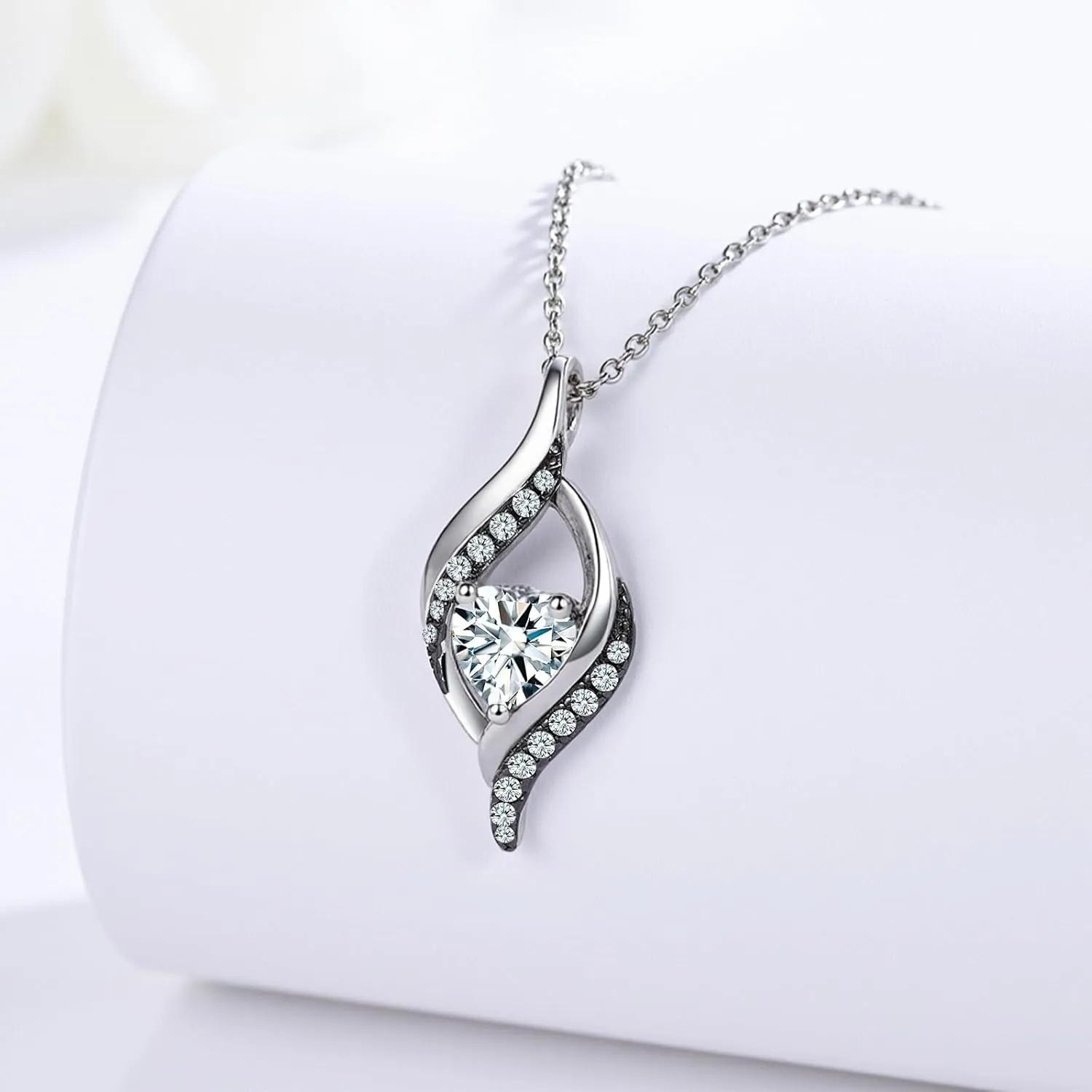 KiiKii Birthday Gifts for Women Birthstone Necklace Platinum Plated 925 Sterling Silver Forever Love Heart Pendant Meaningful Jewelry Gifts for Wife Mom