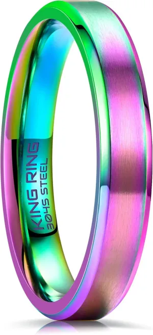 King Ring 4/6/8mm Basic Rings  Super Polished Matt Finish Mens Rings Wedding Bands for Men & Women  Designed in USA