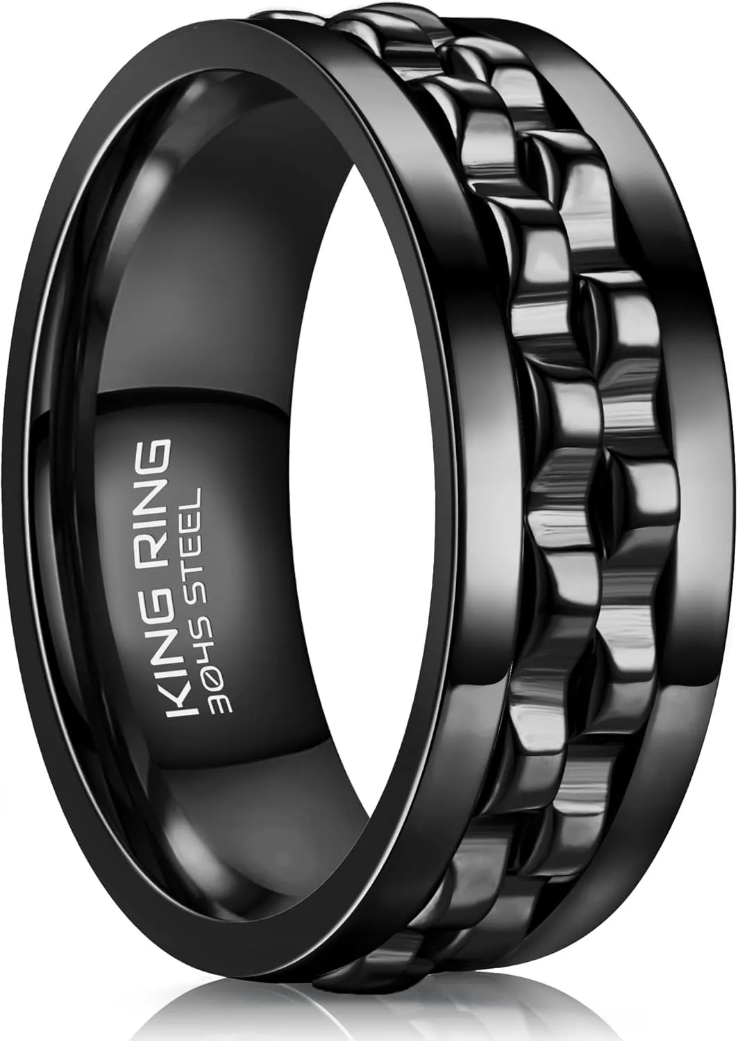 King Ring 8mm Gear Spinner Rings  Ultra Polished Fidget Rings for Men & Women  Designed in USA
