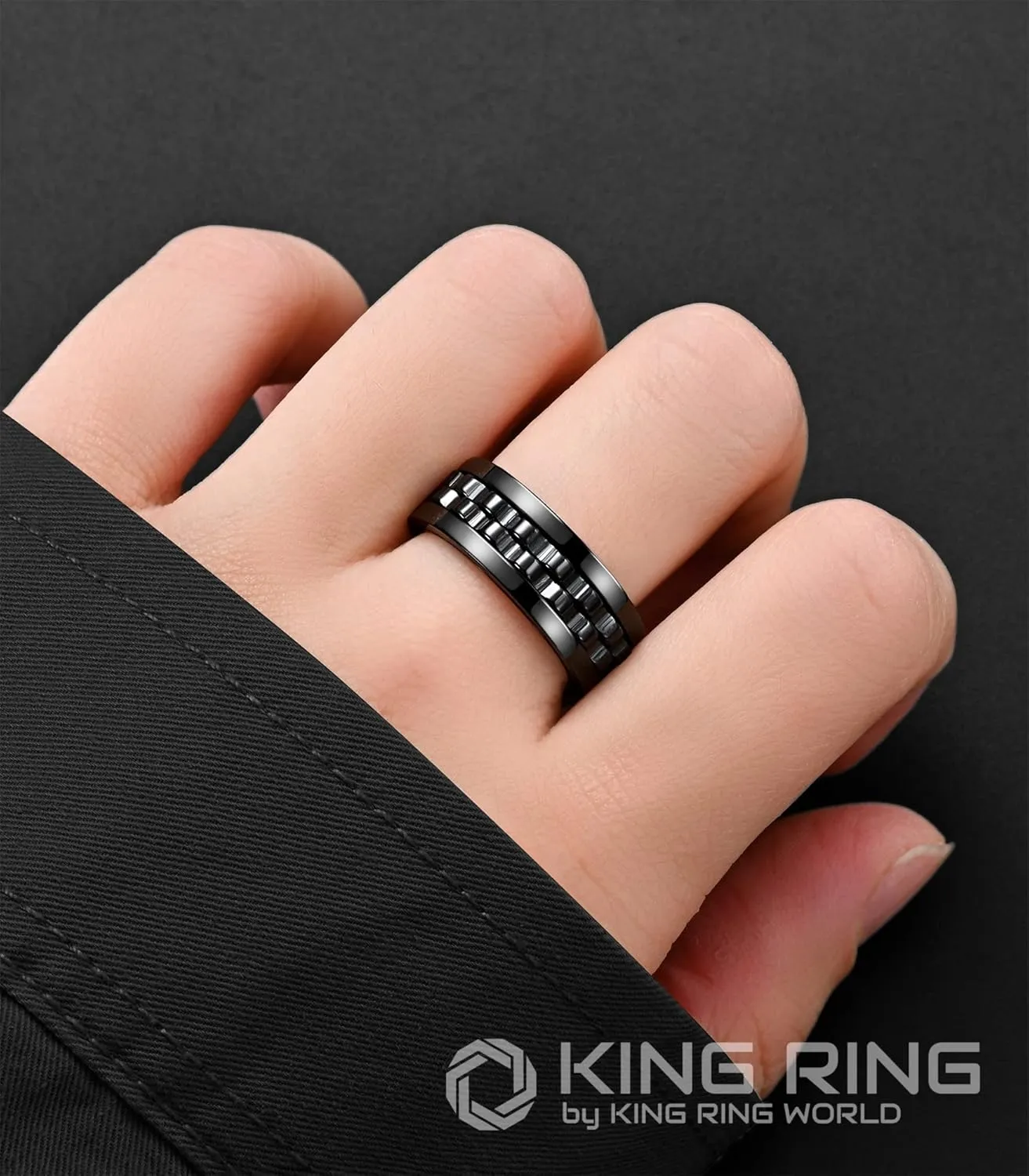 King Ring 8mm Gear Spinner Rings  Ultra Polished Fidget Rings for Men & Women  Designed in USA